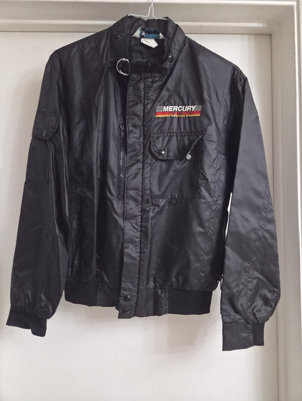 Horizon Vintage Mercury Racing Men's Black Bomber Jacket. Mercury Racing Jacket.